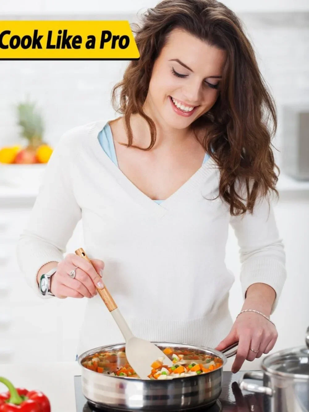 4-Piece Silicone Cooking Utensils Set - Non-Stick Spatulas & Heat-Resistant